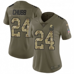 Womens Nike Cleveland Browns 24 Nick Chubb Limited Olive Camo 2017 Salute to Service NFL Jersey