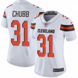Womens Nike Cleveland Browns 31 Nick Chubb White Vapor Untouchable Limited Player NFL Jersey