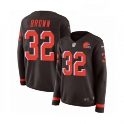 Womens Nike Cleveland Browns 32 Jim Brown Limited Brown Therma Long Sleeve NFL Jersey