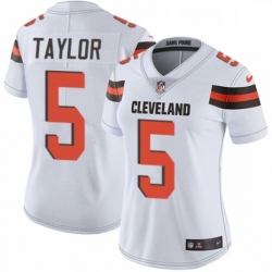 Womens Nike Cleveland Browns 5 Tyrod Taylor White Vapor Untouchable Limited Player NFL Jersey