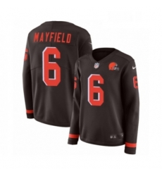 Womens Nike Cleveland Browns 6 Baker Mayfield Limited Brown Therma Long Sleeve NFL Jersey