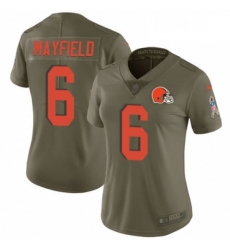 Womens Nike Cleveland Browns 6 Baker Mayfield Limited Olive 2017 Salute to Service NFL Jersey
