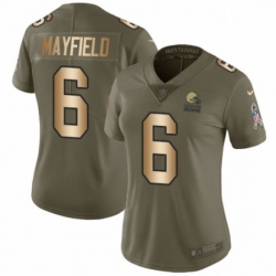 Womens Nike Cleveland Browns 6 Baker Mayfield Limited Olive Gold 2017 Salute to Service NFL Jersey