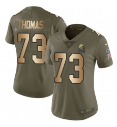 Womens Nike Cleveland Browns 73 Joe Thomas Limited OliveGold 2017 Salute to Service NFL Jersey