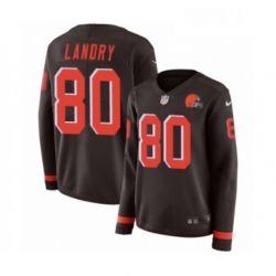 Womens Nike Cleveland Browns 80 Jarvis Landry Limited Brown Therma Long Sleeve NFL Jersey