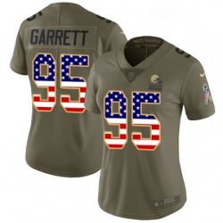 Womens Nike Cleveland Browns 95 Myles Garrett Limited OliveUSA Flag 2017 Salute to Service NFL Jersey