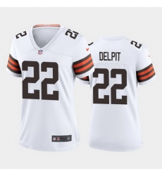 women grant delpit cleveland browns white game jersey