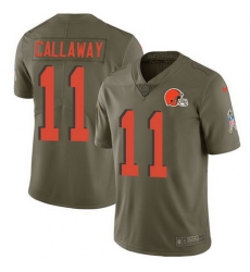 Browns 11 Antonio Callaway Olive Youth Stitched Football Limited 2017 Salute to Service Jersey