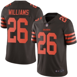 Browns 26 Greedy Williams Brown Youth Stitched Football Limited Rush Jersey