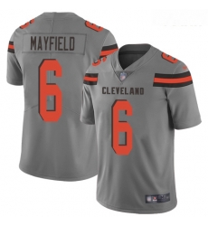 Browns #6 Baker Mayfield Gray Youth Stitched Football Limited Inverted Legend Jersey