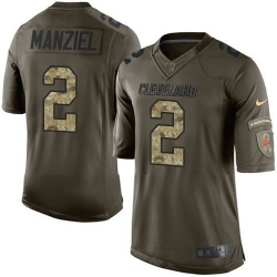 Nike Browns #2 Johnny Manziel Green Youth Stitched NFL Limited Salute to Service Jersey