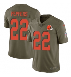 Nike Browns #22 Jabrill Peppers Olive Youth Stitched NFL Limited 2017 Salute to Service Jersey