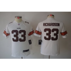 Nike Youth NFL Cleveland Browns #33 Trent Richardson White LIMITED Jerseys