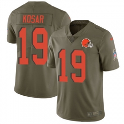 Youth Nike Browns #19 Bernie Kosar Olive Stitched NFL Limited 2017 Salute to Service Jersey