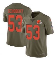 Youth Nike Browns #53 Joe Schobert Olive Stitched NFL Limited 2017 Salute to Service Jersey
