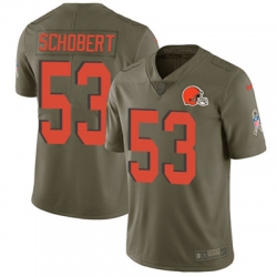 Youth Nike Browns #53 Joe Schobert Olive Stitched NFL Limited 2017 Salute to Service Jersey