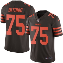 Youth Nike Browns 75 Joel Bitonio Brown Stitched NFL Limited Rush Jersey