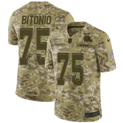 Youth Nike Browns 75 Joel Bitonio Camo Stitched NFL Limited 2018 Salute to Service Jersey