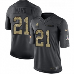 Youth Nike Cleveland Browns 21 Denzel Ward Limited Black 2016 Salute to Service NFL Jersey