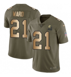 Youth Nike Cleveland Browns 21 Denzel Ward Limited Olive Gold 2017 Salute to Service NFL Jersey