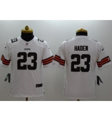 Youth Nike Cleveland Browns #23 Joe Haden White Stitched NFL Limited Jersey