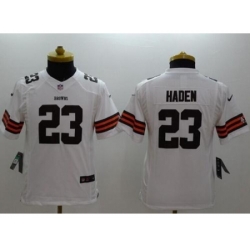 Youth Nike Cleveland Browns #23 Joe Haden White Stitched NFL Limited Jersey