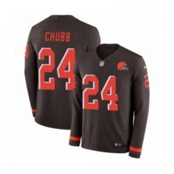 Youth Nike Cleveland Browns 24 Nick Chubb Limited Brown Therma Long Sleeve NFL Jersey
