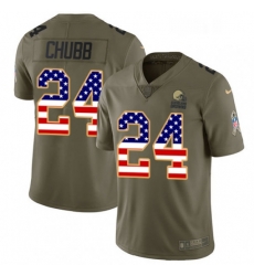 Youth Nike Cleveland Browns 24 Nick Chubb Limited Olive USA Flag 2017 Salute to Service NFL Jersey