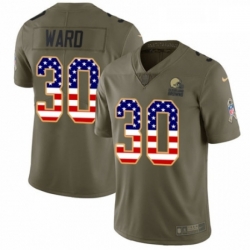 Youth Nike Cleveland Browns 30 Denzel Ward Limited OliveUSA Flag 2017 Salute to Service NFL Jersey