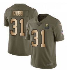 Youth Nike Cleveland Browns 31 Nick Chubb Limited OliveGold 2017 Salute to Service NFL Jersey