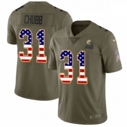 Youth Nike Cleveland Browns 31 Nick Chubb Limited OliveUSA Flag 2017 Salute to Service NFL Jersey