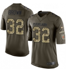 Youth Nike Cleveland Browns 32 Jim Brown Elite Green Salute to Service NFL Jersey