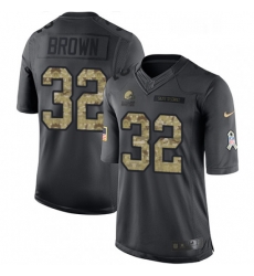 Youth Nike Cleveland Browns 32 Jim Brown Limited Black 2016 Salute to Service NFL Jersey