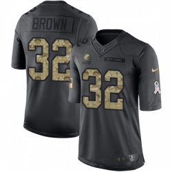 Youth Nike Cleveland Browns 32 Jim Brown Limited Black 2016 Salute to Service NFL Jersey