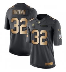 Youth Nike Cleveland Browns 32 Jim Brown Limited BlackGold Salute to Service NFL Jersey