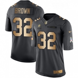 Youth Nike Cleveland Browns 32 Jim Brown Limited BlackGold Salute to Service NFL Jersey