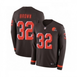 Youth Nike Cleveland Browns 32 Jim Brown Limited Brown Therma Long Sleeve NFL Jersey
