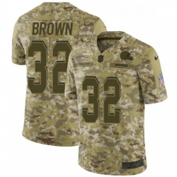 Youth Nike Cleveland Browns 32 Jim Brown Limited Camo 2018 Salute to Service NFL Jersey