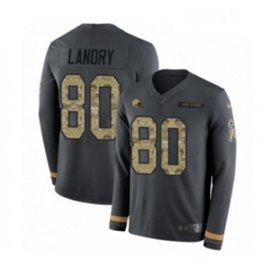 Youth Nike Cleveland Browns 80 Jarvis Landry Limited Black Salute to Service Therma Long Sleeve NFL Jersey