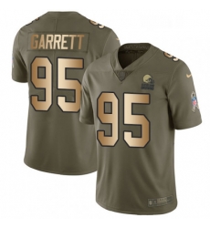 Youth Nike Cleveland Browns 95 Myles Garrett Limited OliveGold 2017 Salute to Service NFL Jersey