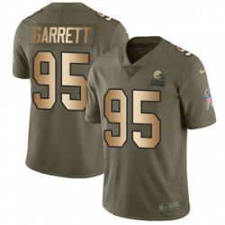 Youth Nike Cleveland Browns 95 Myles Garrett Limited OliveGold 2017 Salute to Service NFL Jersey