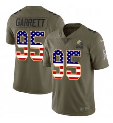 Youth Nike Cleveland Browns 95 Myles Garrett Limited OliveUSA Flag 2017 Salute to Service NFL Jersey