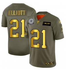 Cowboys 21 Ezekiel Elliott Camo Gold Men Stitched Football Limited 2019 Salute To Service Jersey