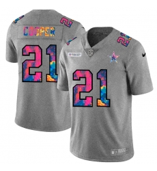 Dallas Cowboys 21 Ezekiel Elliott Men Nike Multi Color 2020 NFL Crucial Catch NFL Jersey Greyheather
