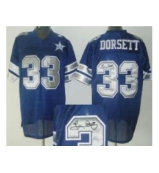 Dallas Cowboys 33 Tony Dorsett Blue 25TH Patch Throwback M&N Signed NFL Jerseys