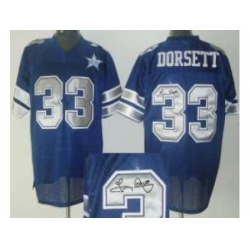 Dallas Cowboys 33 Tony Dorsett Blue 25TH Patch Throwback M&N Signed NFL Jerseys