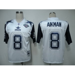 Dallas Cowboys 8 Aikman Throwback 75TH white Jerseys