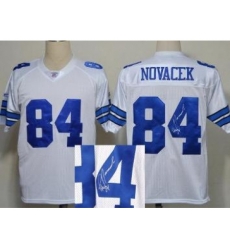 Dallas Cowboys 84 Jay Novacek White Throwback M&N Signed NFL Jerseys