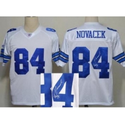 Dallas Cowboys 84 Jay Novacek White Throwback M&N Signed NFL Jerseys