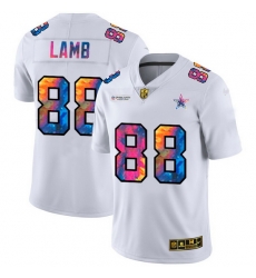 Dallas Cowboys 88 CeeDee Lamb Men White Nike Multi Color 2020 NFL Crucial Catch Limited NFL Jersey